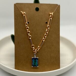 Elegant Gold Necklace with Blue Pendant No Bag No Tag Never worn